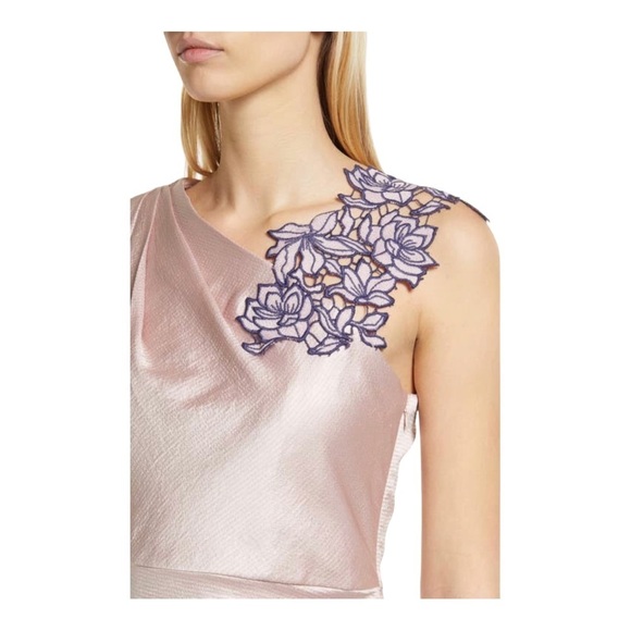 JS Collections Ashlyn Embroidered One Shoulder Midi Dress NWT - Picture 3 of 10